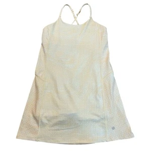 Athleta Girl Tennis Dress Medium 8/10 Yellow Polka Dot Swirl Print Lined - Picture 1 of 8
