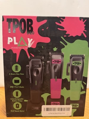 TPOB Play Barber Hair Clippers for Men 7500 RPM with Rubber Green/Black/Pink - Image 1 of 4
