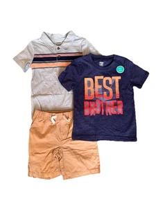 Child Of Mine Boy's 3-Piece Set Best Brother 2 T-Shirts and Shorts Size 4T Multi - Picture 1 of 12