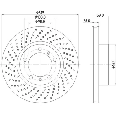 Rotor de freno de disco Hella Pagid 355125051 para 13-16 Porsche Boxster Cayman Foto 1 de 4