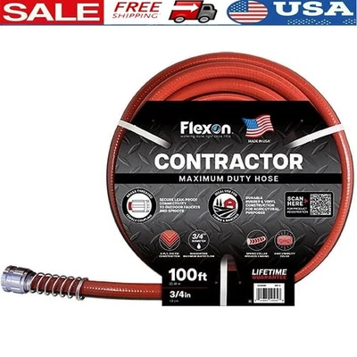 3/4IN 100FT Heavy Duty Garden Hose Kink Resistant Brass Fittings Contractor Use - Image 1 of 4