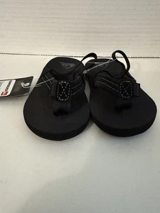 Quicksilver Toddler Flops Sz 6 18-24mths Black Back Strap New - Picture 1 of 4