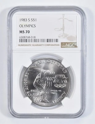 1983 S Olympic LA Commemorative Silver Dollar NGC MS70 - Image 1 of 4