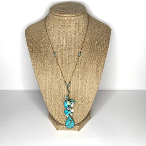 Turquoise Dyed Howlite Drop Necklace 14/20 Gold Filled Chain - Picture 1 of 8