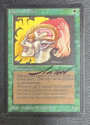 Llanowar Elves Limited BETA Edition Regular LP MTG Vintage Magic Signed Anson - Image 1 of 2