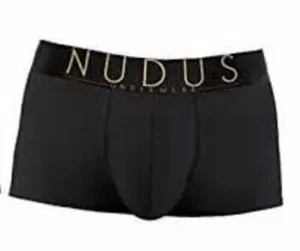 NUDUS Herren 2er Pack Schwarz Baumwolle Trunks Gelenk Doppelt Gefüttert Tasche Größe L - Bild 1 von 5
