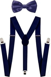 Mens Braces Suspenders Black X Back Heavy Duty Biker Snowboard Trousers - Picture 1 of 5