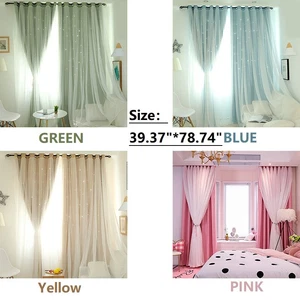 Niñas Princesa Doble Capa Cortina Bloqueo con Estrellas Huecadas Decoración del Hogar EE. UU. - Imagen 1 de 16