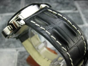 Correa de reloj de despliegue negra con correa de cuero de grano Hornback de 24 mm para PANERAI blanca - Imagen 1 de 9