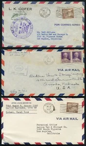 Canal Zone Balboa 3 Airmail Covers 1942 Army Examiner, 1956 and 1957 - Picture 1 of 1