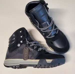 Coogi Men's Ankle High Boots #CM1171 NIB Size 9.5 Black Suede Leather & Textile - Picture 1 of 17