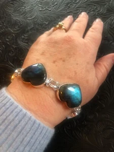 Bracciale Cuore Labradorite Blu Flash Toggle (si adatta al polso più grande 7,5” - 8”) - Foto 1 di 3