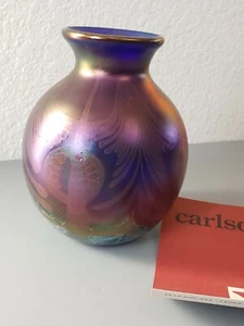 SIGNIERTE DONALD CARLSON GLANZ KUNSTGLASVASE - Bild 1 von 5