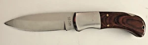 Vintage Lock Back Folding Knife: Irwin Model 440 SS Wood Grain Handles - Picture 1 of 5