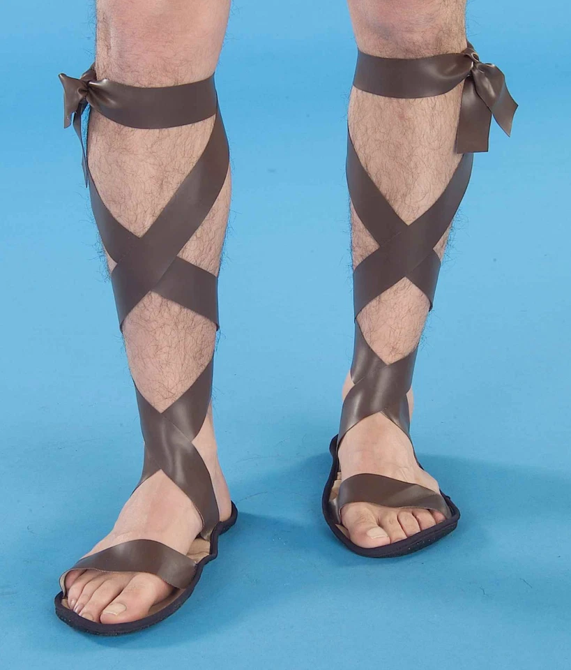 ROMAN SANDALS GLADIATOR ANCIENT ROME ADULT HALLOWEEN COSTUME ACCESSORY - Image 1 of 1