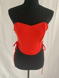 Orange Rib Laced Sides Corset Top From Beivy Size Medium NWT - Picture 1 of 4