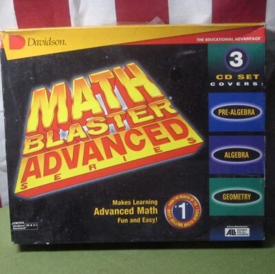 MATH BLASTER ADVANCED word problems 3-CD-Rom set Algebra & Geometry 1996 - Image 1 of 4