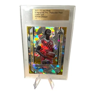 2021-22 Leaf Metal Pre- Production Proof Adrame Diongue Crystal Gold 1/1 Auto - Image 1 of 2