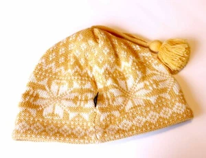 Obermeyer Ski Hat - wool and acrylic - Womens One Size - Yellow+snowflakes - Picture 1 of 7