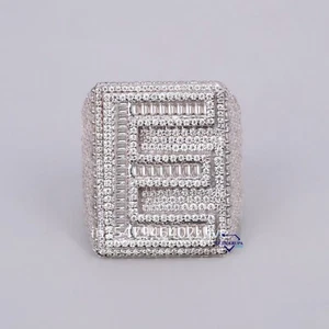 Alphabetic Face Hip Hop Diamond Ring In 925 Sterling Silver Moissanite Diamond - Picture 1 of 6
