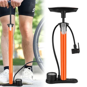Bike Track Floor Pump High Pressure With Gauge Metal Heavy Duty Schrader Presta - Picture 1 of 8