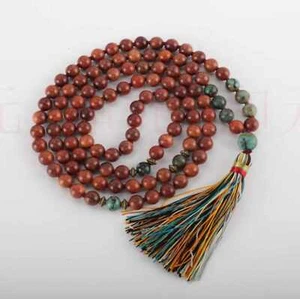8mm 108 Knot Africa Turquoise Sandalwood gemstone Necklace Choker Women Gift - Picture 1 of 8