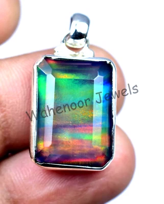Selten 25.30 CT Natürlich Polarlicht Opal Smaragd 925 Sterling Silber Anhänger - Bild 1 von 4