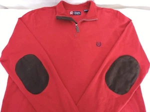 CHAPS Mens 100% Cotton Long Sleeve 1/4 Zip w/ Elbow Pads Polo Shirt Sz Large L - Picture 1 of 9