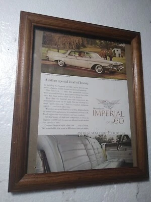 Chrysler Imperial Crown 1960 Print Ad  unmatted 6.5x10 in a vintage 8x10" frame - Image 1 of 4