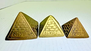 3er Set Vintage Mid Century Messing Stapel verschachtelt Ägyptische Pyramiden - Bild 1 von 7