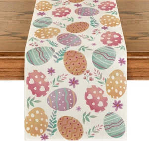 Watercolour Easter Eggs Table Runner, Seasonal Spring Kitchen Dining Table Decor - Picture 1 of 12