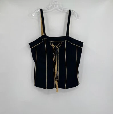 Corsé Bustier Tripp NYC Negro Amarillo Gótico Renacimiento Con Cordones Cremallera Talla 3 Foto 1 de 4
