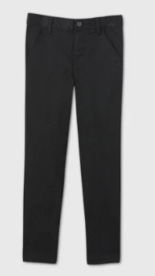 Pantalones ajustados de uniforme elástico frontal plano Cat & Jack para niños color ébano talla 5    Foto 1 de 2