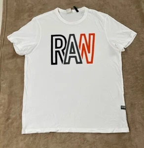 G-Star men’s T-Shirt size XL White RAW logo graphic short sleeve EUC - Picture 1 of 8