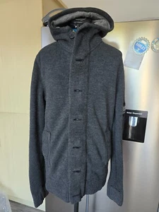 Superdry LOCK KEEPER ZIP KNIT HOODED JACKET MARL GREY UK M - Picture 1 of 4