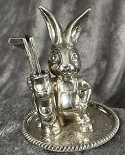 Seba Silver Plated Figure Of A Rabbit With Golf Clubs - Trinket / Ring Holder