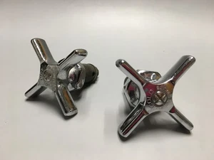 Vintage Antik Chicago Facuette Chrom/Messing Heiß Kalt Kreuz Griffe & Kartuschen - Bild 1 von 6