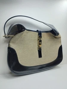Gucci Jackie Shoulder Bag Medium Beige Cotton/Leather - Picture 1 of 21