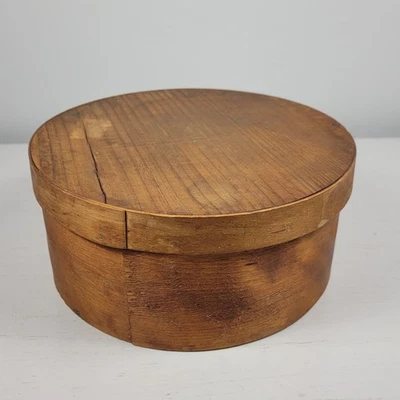 Bentwood Round Wood Shaker Pantry Box 8 1/2" x 3 3/4" Antique Primitive - Image 1 of 4
