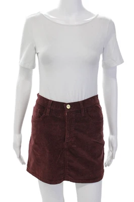 Frame Womens Cotton Corduroy Five Pocket Mini Skirt Burgundy Red Size 25 - Image 1 of 4