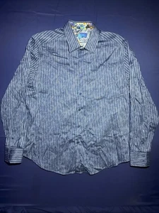 Herren Robert Graham Mehrfarbig Blau Gestreift Langarm Oberhemd Größe XXL - Bild 1 von 11
