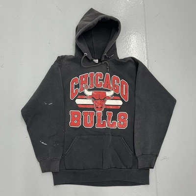 Vintage 90s Chicago Bulls Black Faded NBA Hoodie 1990s - Image 1 of 4