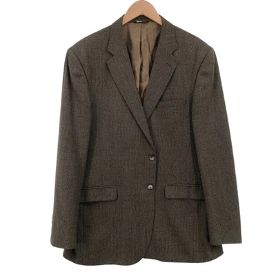 Casaco blazer Park Avenue masculino tamanho 4 marrom lã tweed peito único ajuste fino - Imagem 1 de 4