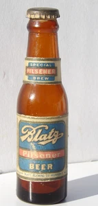 vintage BLATZ PILSENER BEER advertising memorabilia MINIATURE GLASS BOTTLE $9.95 - Picture 1 of 4
