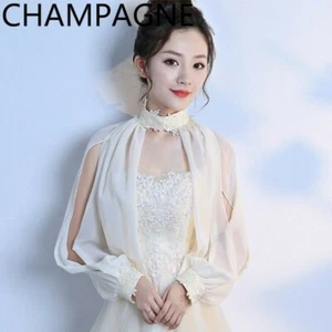 Lady Shrug Bolero Cape Wraps Shawl Stole Chiffon Lace Bride Bridal Wedding Fairy - Picture 1 of 21
