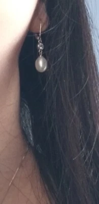 Orecchini Monachella con Perle e zircone Argento 925 trattamento Rodiato - Immagine 1 di 4