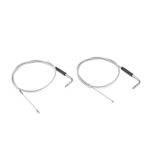 44" Stainless Steel Throttle and Idle Cable Set for Harley Davidson 56579-02A - Picture 1 of 9