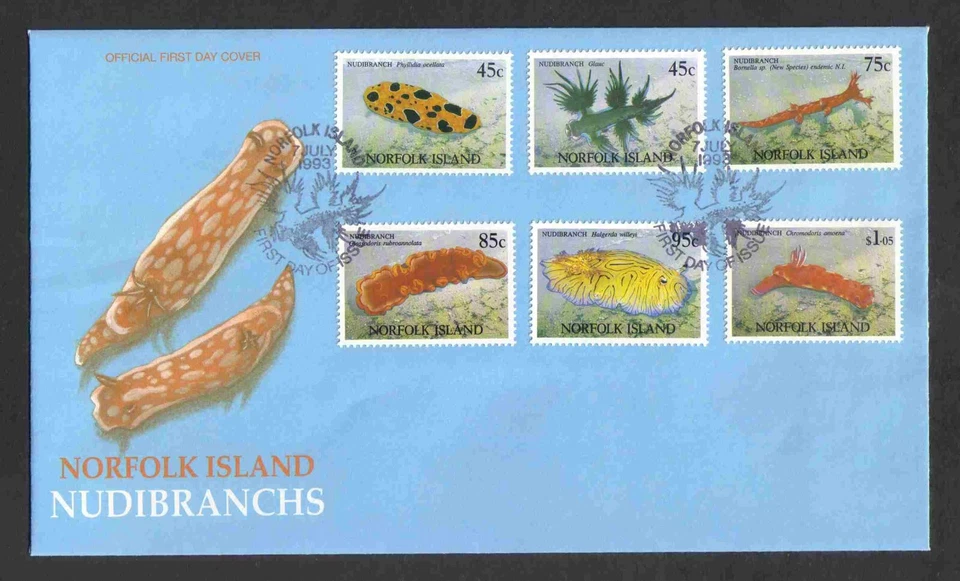 Norfolk Island 1993 Nudibranchs complete set of 6v. (SG 550-555) FDC - Image 1 of 1