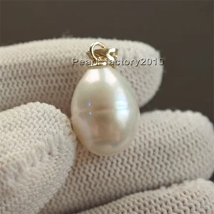 Colgante Barroco enorme 12x16mm Natural Mar del Sur Perla Oro Amarillo 14K - Imagen 1 de 3