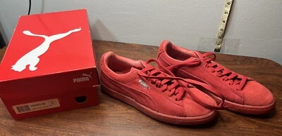 彪马麂皮绒经典单色反光女式 10 码运动鞋休闲鞋红色 — 第 1/4 张图片